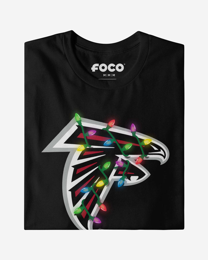 Atlanta Falcons Primary Logo Holiday Lights T-Shirt FOCO - FOCO.com