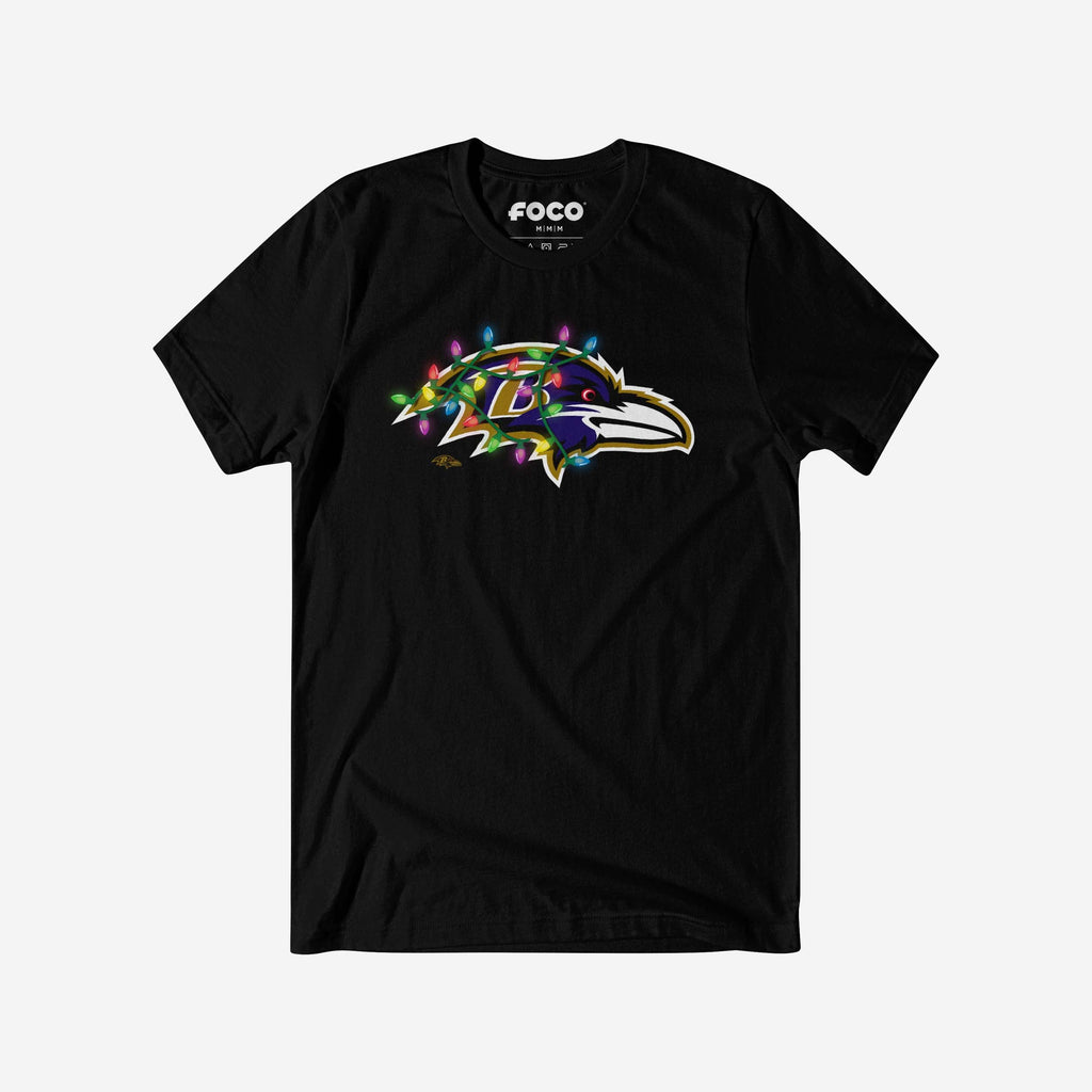 Baltimore Ravens Primary Logo Holiday Lights T-Shirt FOCO S - FOCO.com