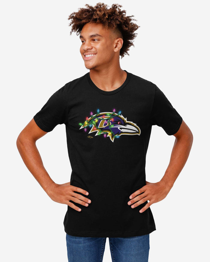 Baltimore Ravens Primary Logo Holiday Lights T-Shirt FOCO - FOCO.com