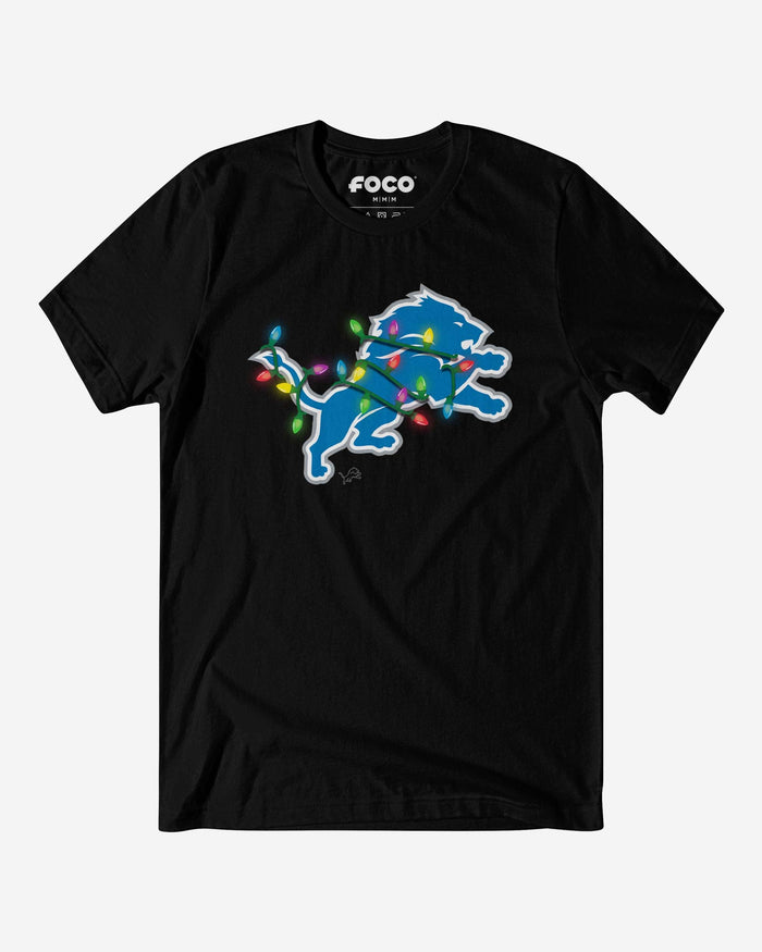 Detroit Lions Primary Logo Holiday Lights T-Shirt FOCO S - FOCO.com