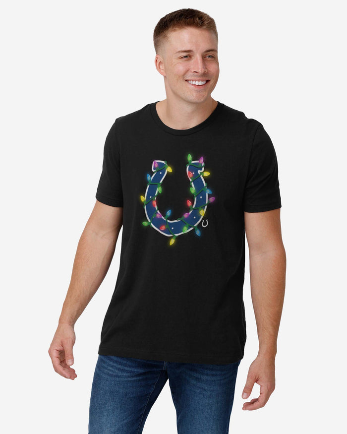 Indianapolis Colts Primary Logo Holiday Lights T-Shirt FOCO - FOCO.com