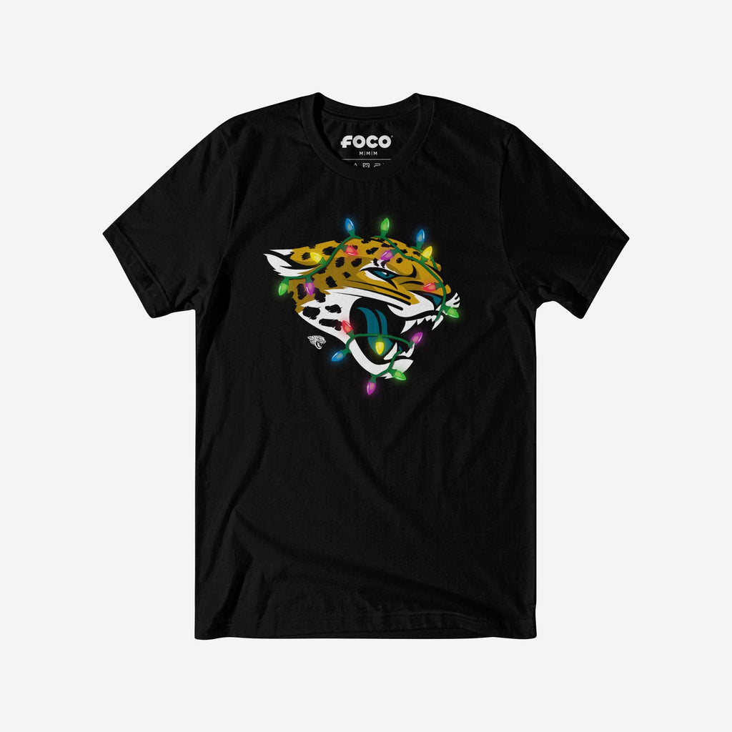 Jacksonville Jaguars Primary Logo Holiday Lights T-Shirt FOCO S - FOCO.com