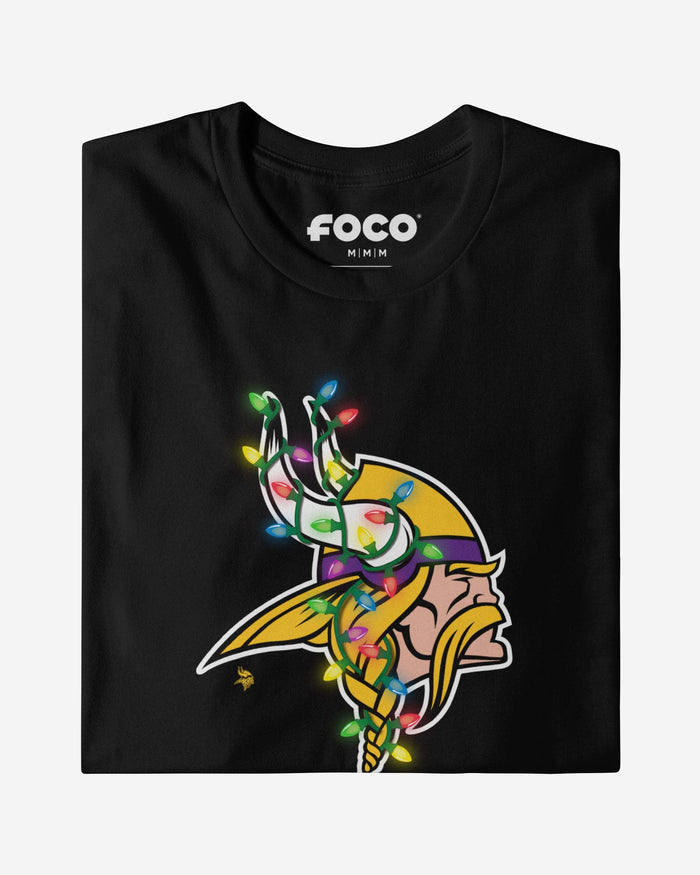 Minnesota Vikings Primary Logo Holiday Lights T-Shirt FOCO - FOCO.com