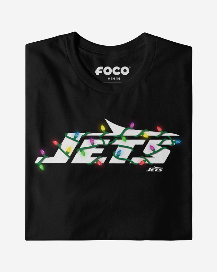 New York Jets Primary Logo Holiday Lights T-Shirt FOCO - FOCO.com