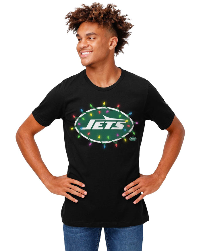 New York Jets Primary Logo Holiday Lights T-Shirt FOCO - FOCO.com