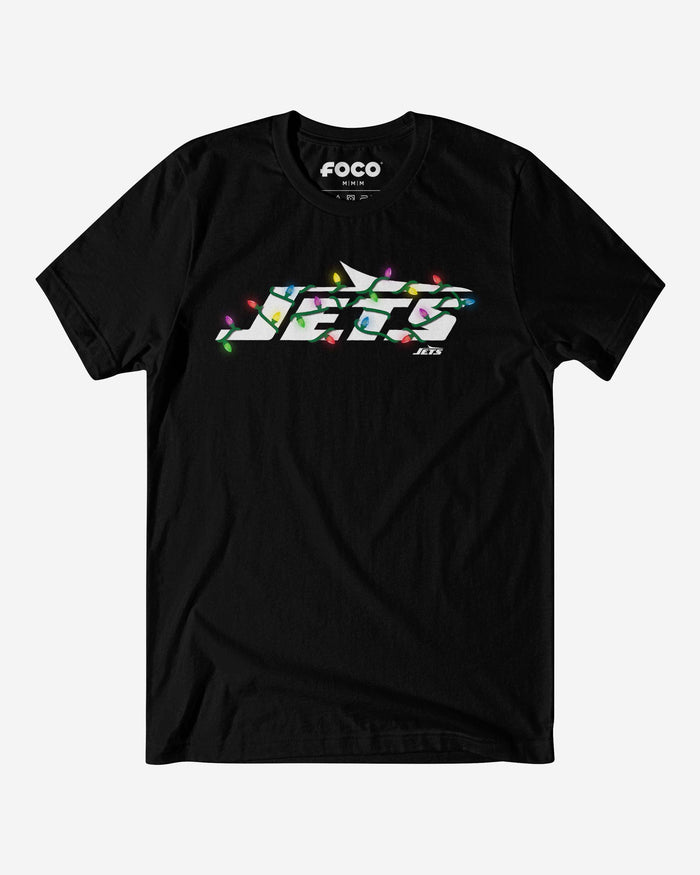 New York Jets Primary Logo Holiday Lights T-Shirt FOCO S - FOCO.com