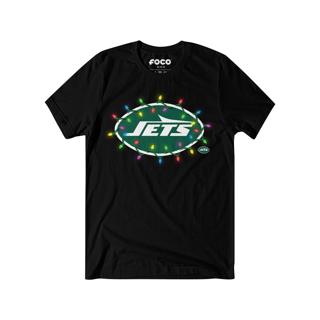 New York Jets Primary Logo Holiday Lights T-Shirt FOCO S - FOCO.com