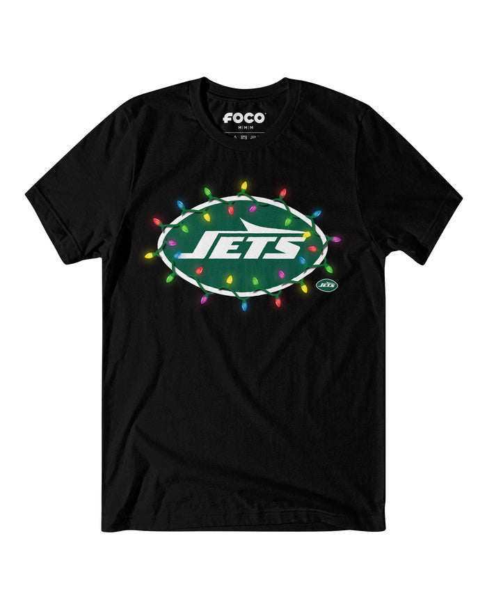 New York Jets Primary Logo Holiday Lights T-Shirt FOCO S - FOCO.com