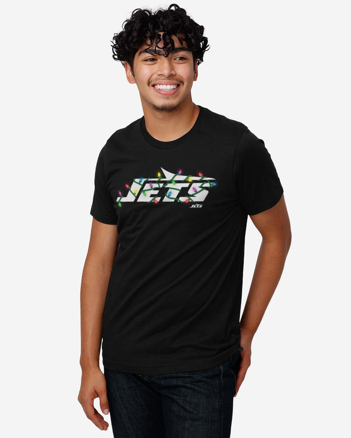 New York Jets Primary Logo Holiday Lights T-Shirt FOCO - FOCO.com