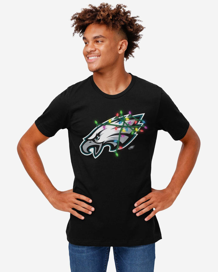 Philadelphia Eagles Primary Logo Holiday Lights T-Shirt FOCO - FOCO.com