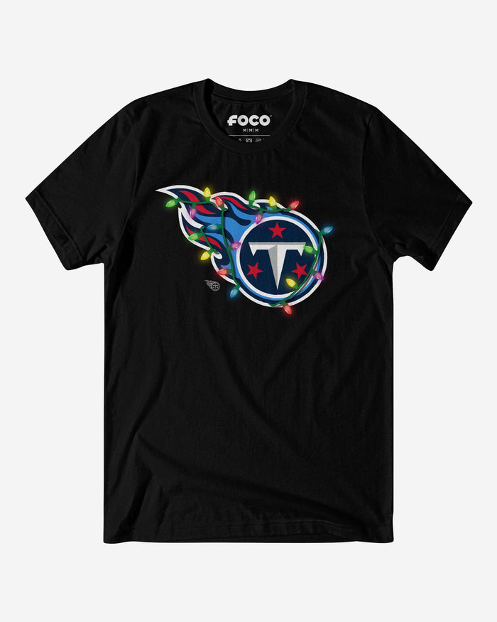 Tennessee Titans Primary Logo Holiday Lights T-Shirt FOCO Black S - FOCO.com