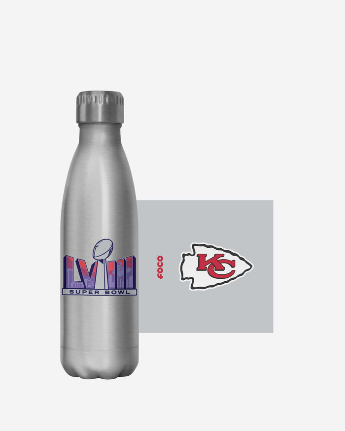 Kansas City Chiefs Super Bowl LVIII Silver 17 oz Stainless Steel Bottle FOCO - FOCO.com