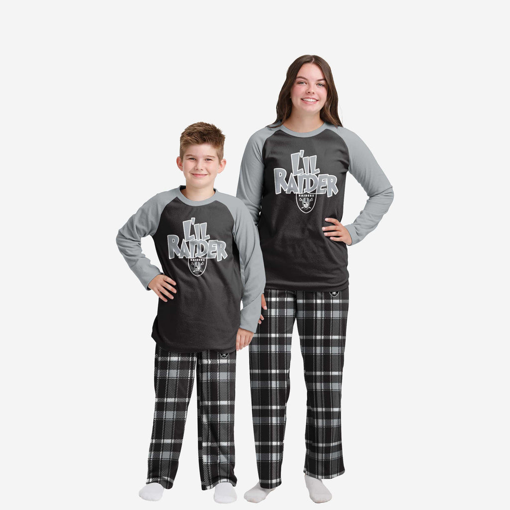 Las Vegas Raiders Youth Plaid Family Holiday Pajamas FOCO 4 - FOCO.com