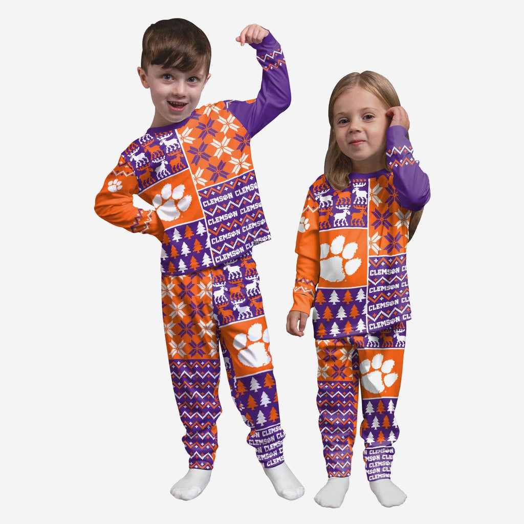 Clemson Tigers Toddler Busy Block Family Holiday Pajamas FOCO 2T - FOCO.com