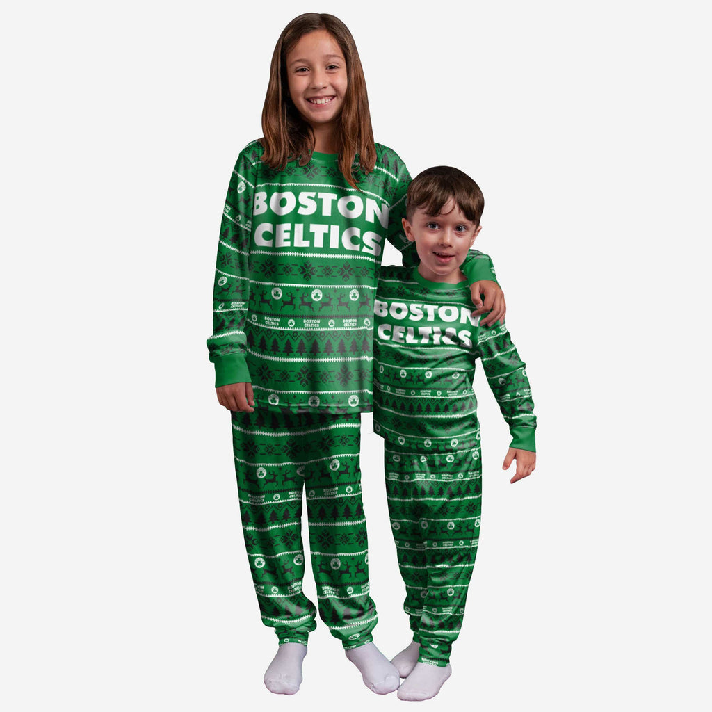 Boston Celtics Youth Family Holiday Pajamas FOCO 8 (S) - FOCO.com