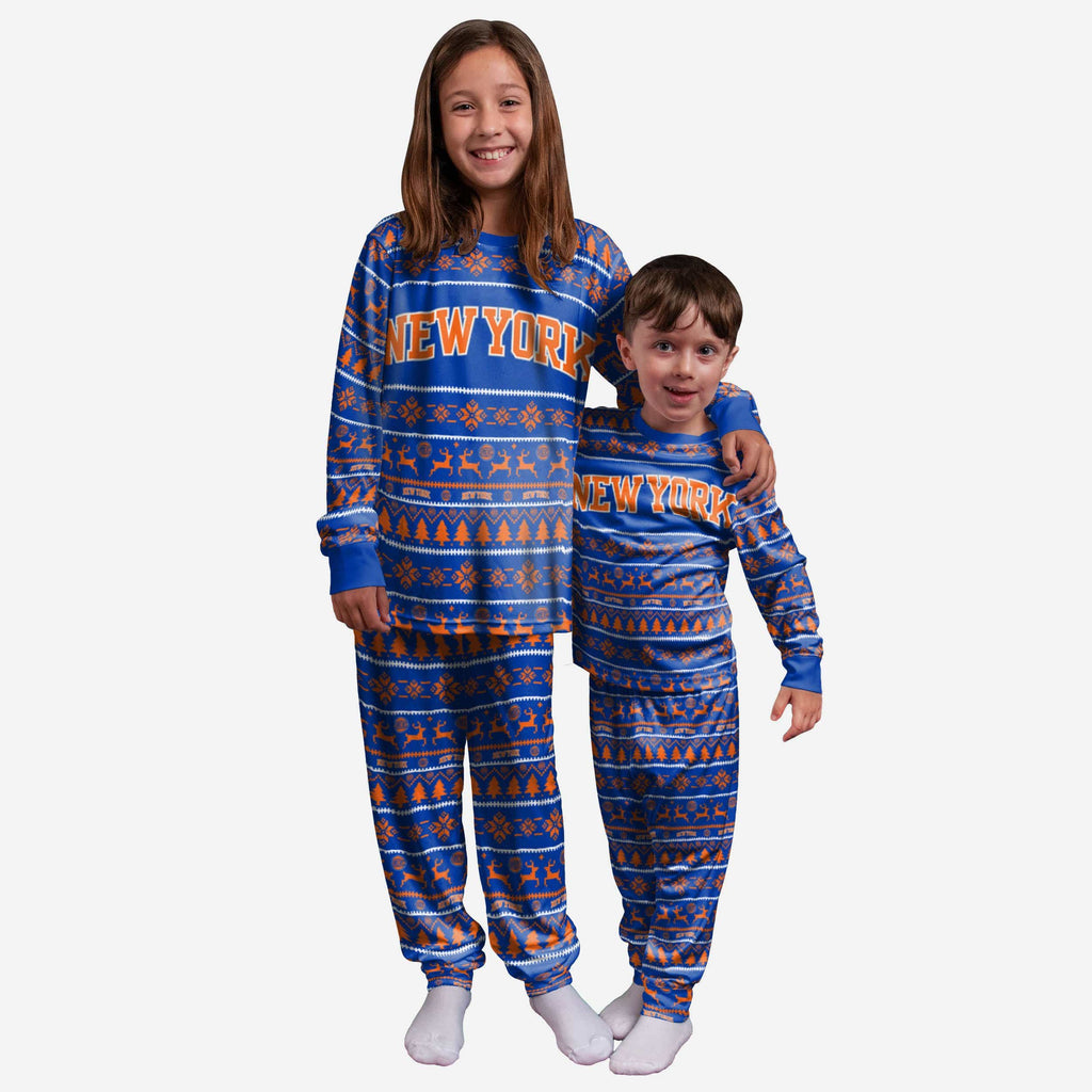 New York Knicks Youth Family Holiday Pajamas FOCO 8 (S) - FOCO.com