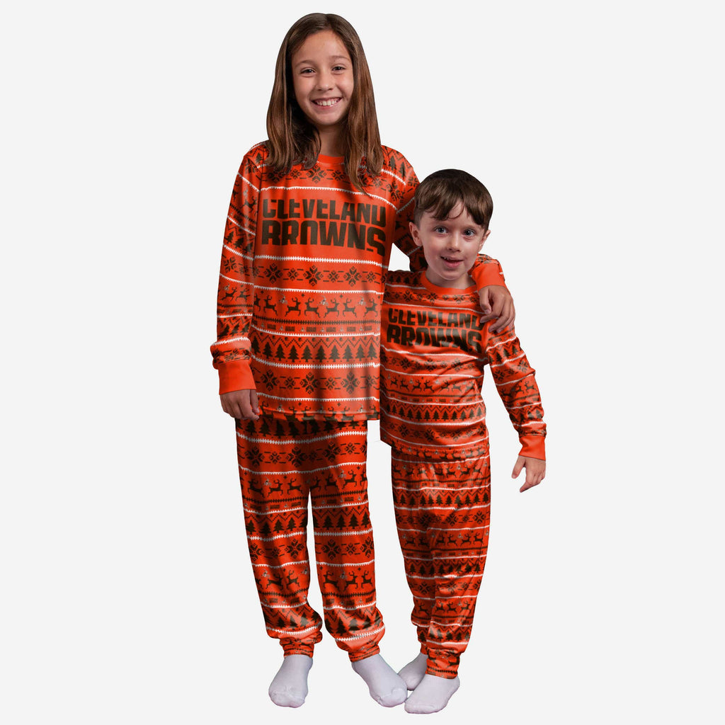 Cleveland Browns Youth Family Holiday Pajamas FOCO 4 - FOCO.com