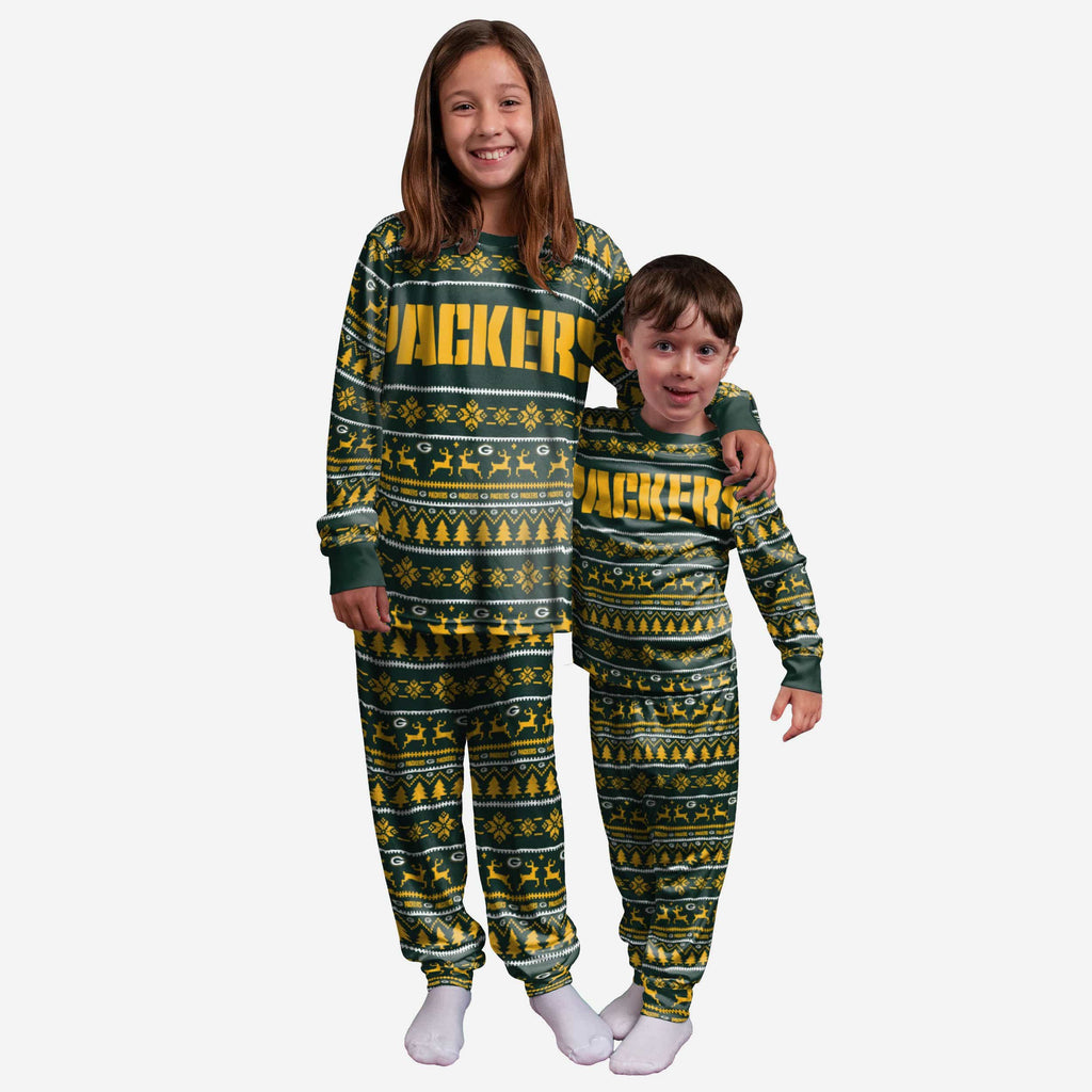 Green Bay Packers Youth Family Holiday Pajamas FOCO 4 - FOCO.com