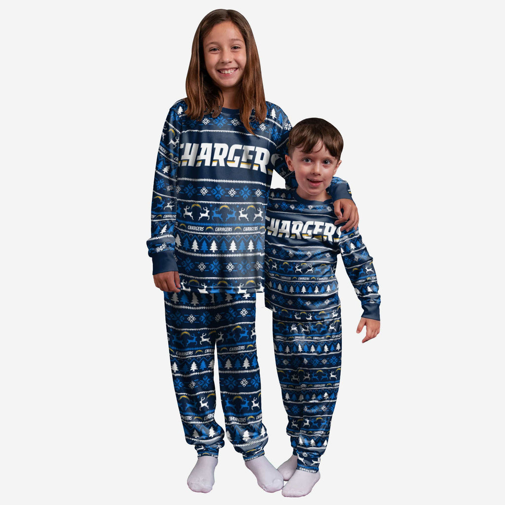 Los Angeles Chargers Youth Family Holiday Pajamas FOCO 4 - FOCO.com