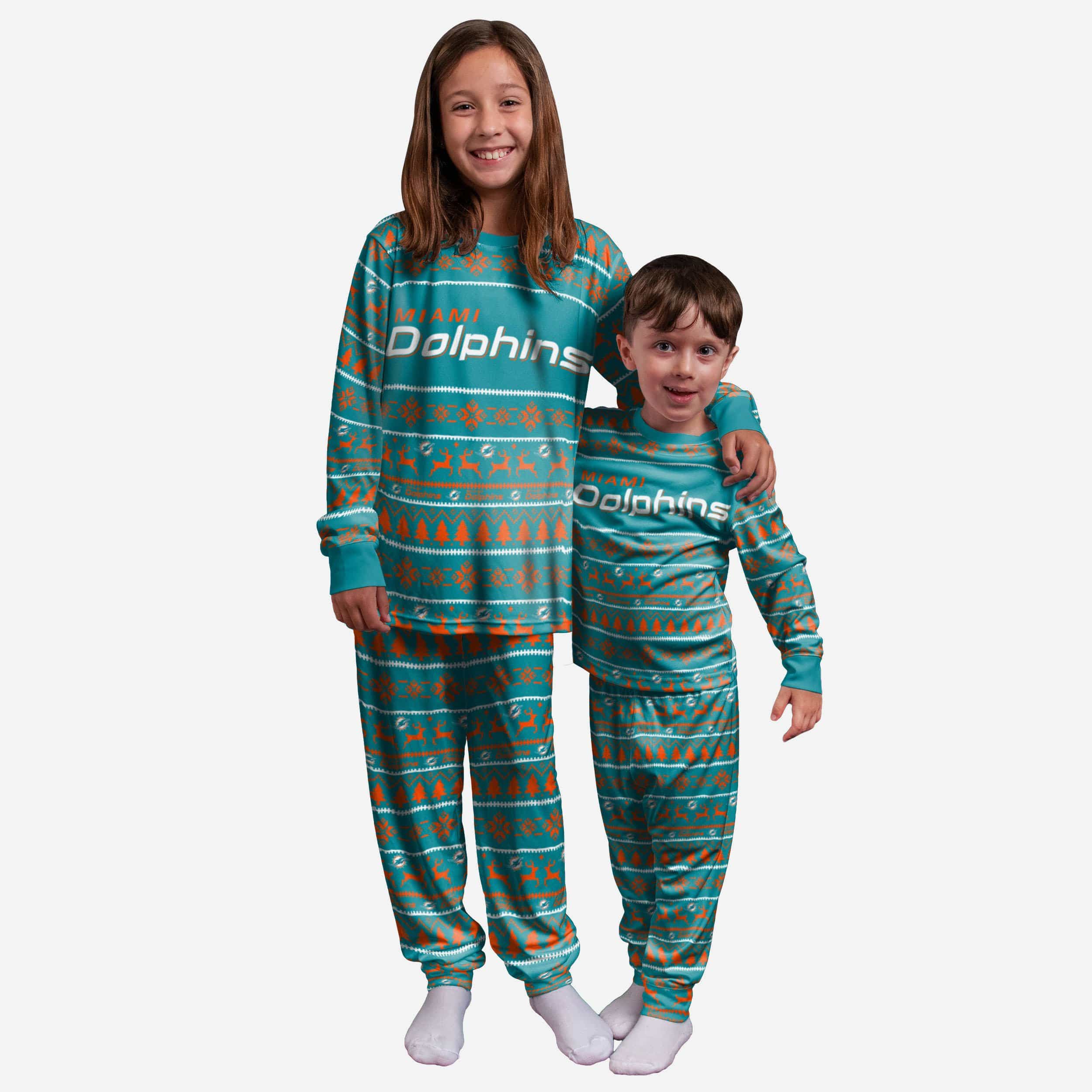 Women's FOCO Orange Miami Dolphins Ugly Pajamas Set