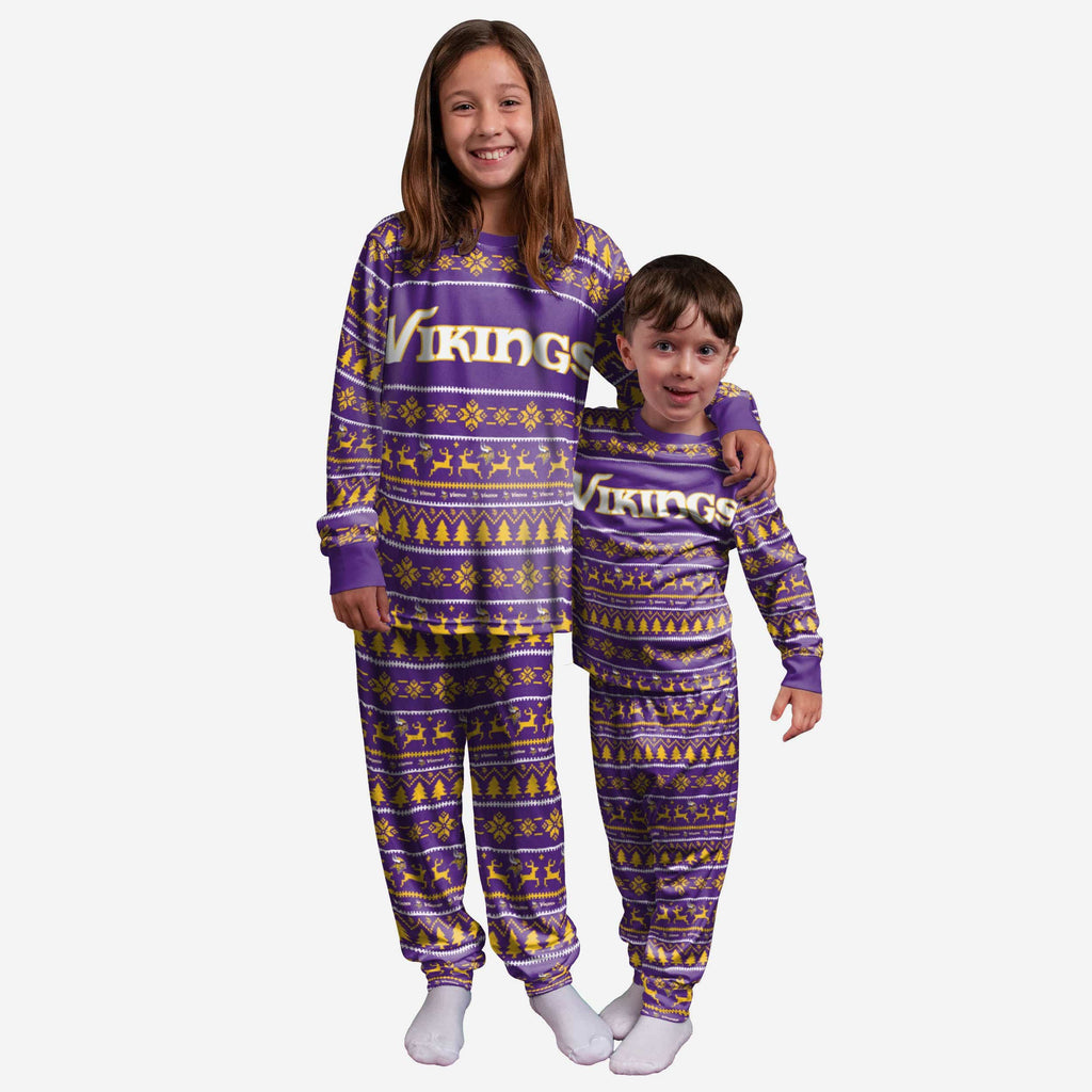 Minnesota Vikings Youth Family Holiday Pajamas FOCO 4 - FOCO.com