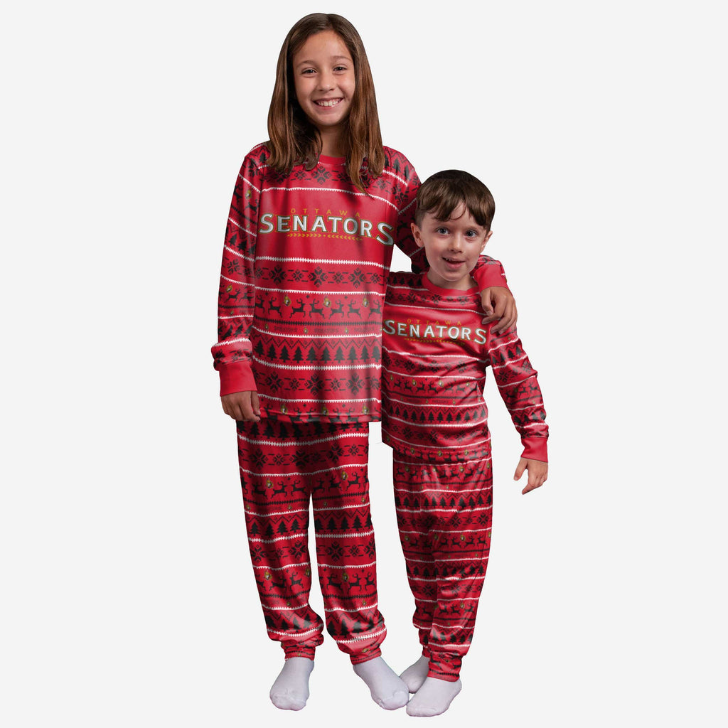 Ottawa Senators Youth Family Holiday Pajamas FOCO - FOCO.com