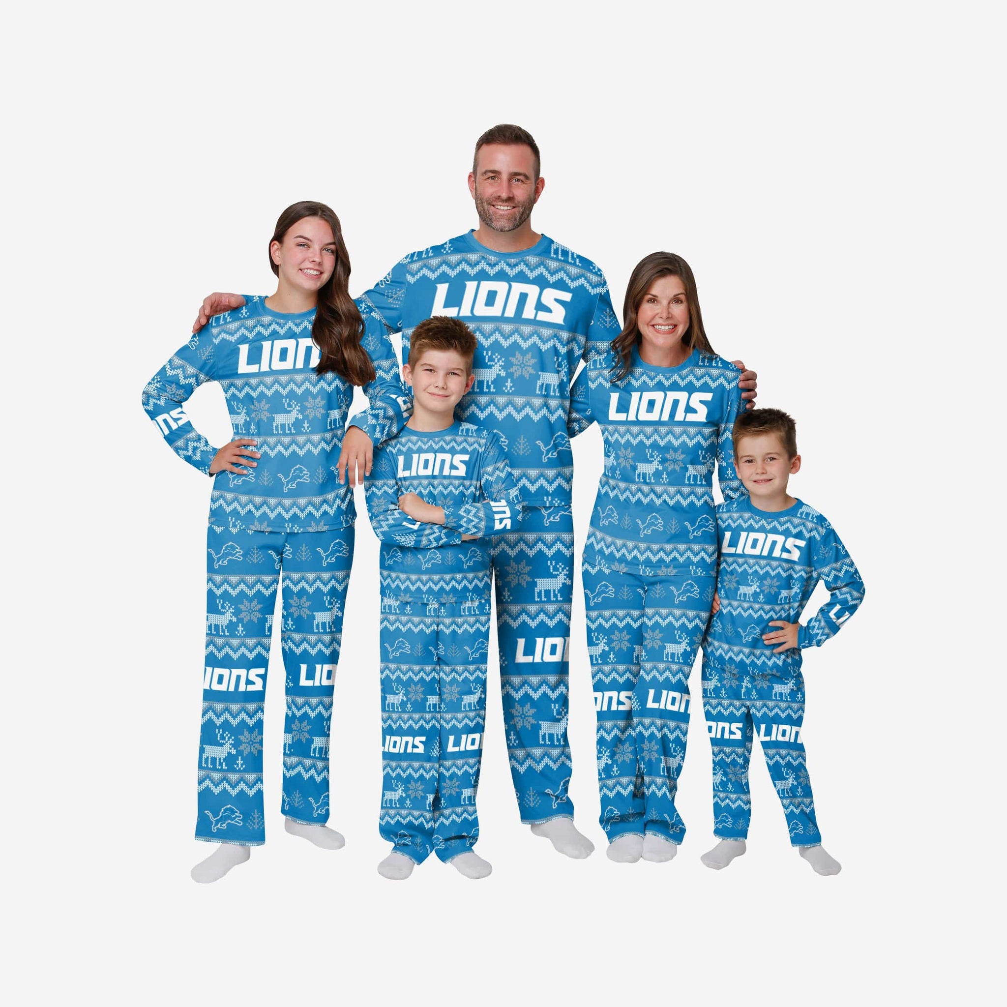 Detroit Lions Ugly Christmas Raglan Pajamas Set