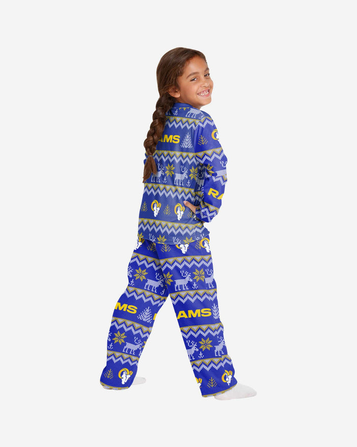 Los Angeles Rams Youth Ugly Pattern Family Holiday Pajamas FOCO - FOCO.com