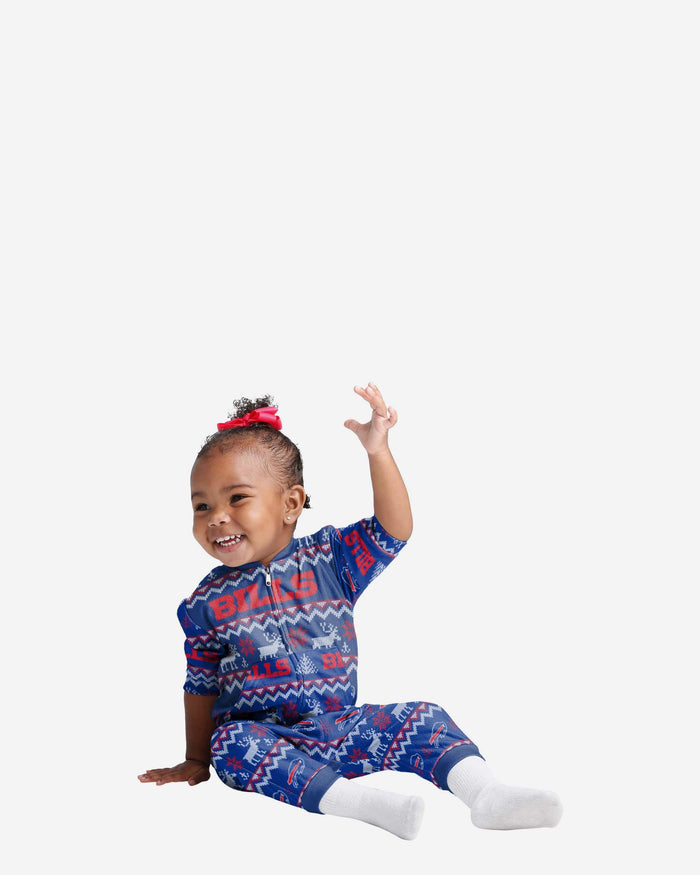 Buffalo Bills Infant Ugly Pattern Family Holiday Pajamas FOCO 12 mo - FOCO.com