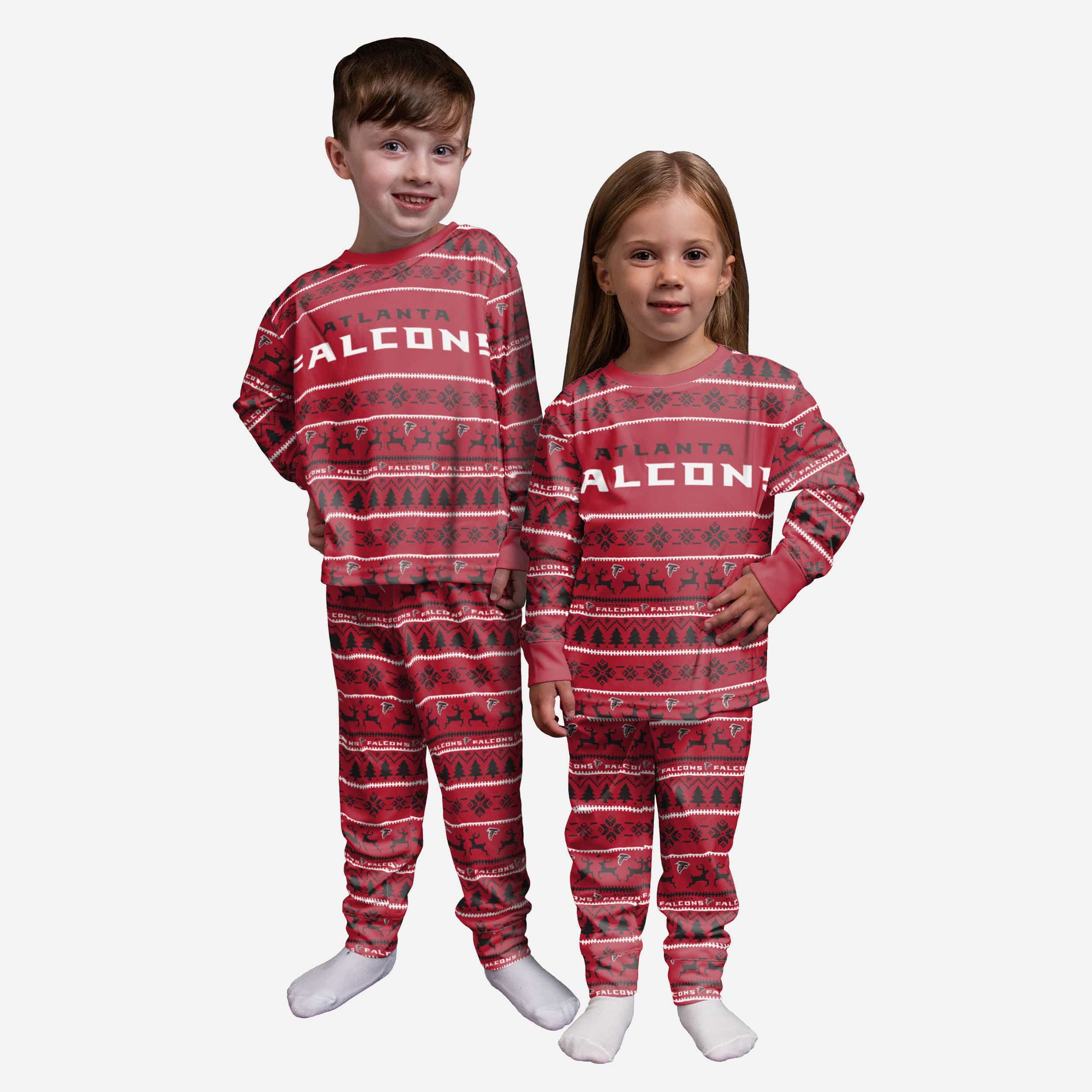 Atlanta Falcons FOCO Wordmark Ugly Pajama Set - Red