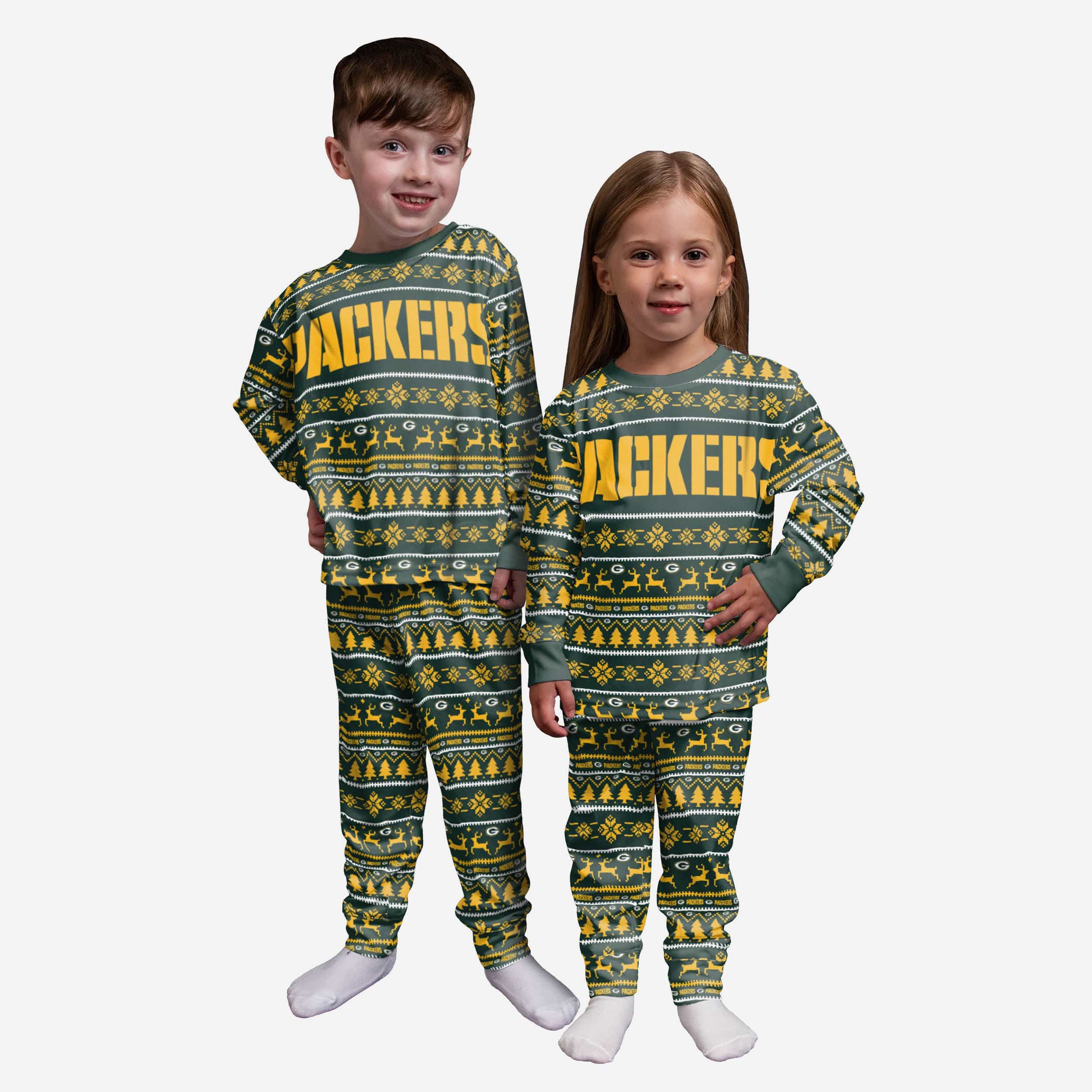 Green Bay Packers Toddler Family Holiday Pajamas FOCO