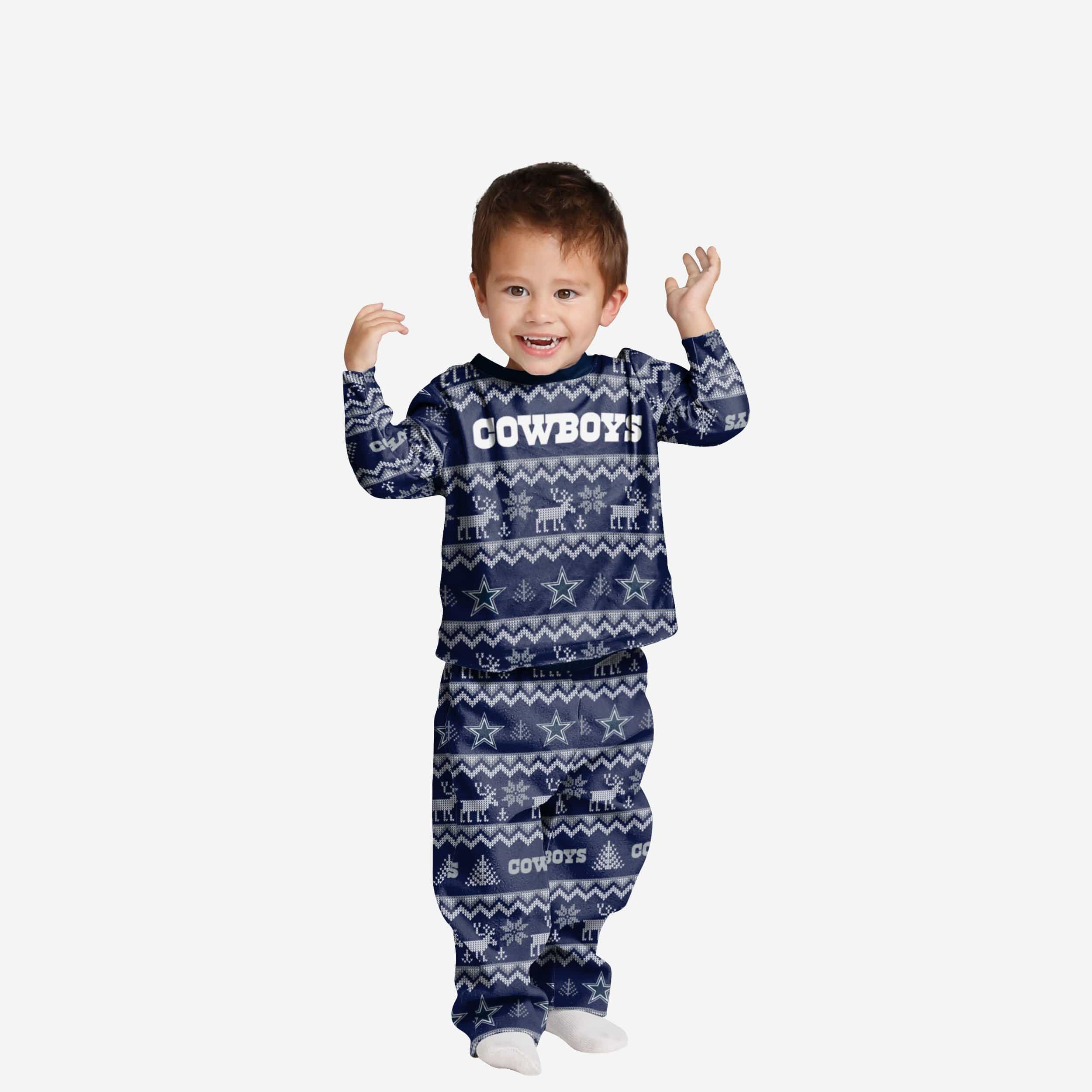 Dallas Cowboys Youth Plaid Family Holiday Pajamas FOCO