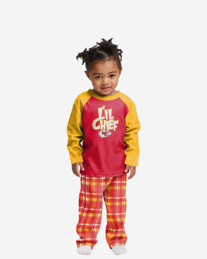 Kansas City Chiefs Toddler Plaid Family Holiday Pajamas FOCO