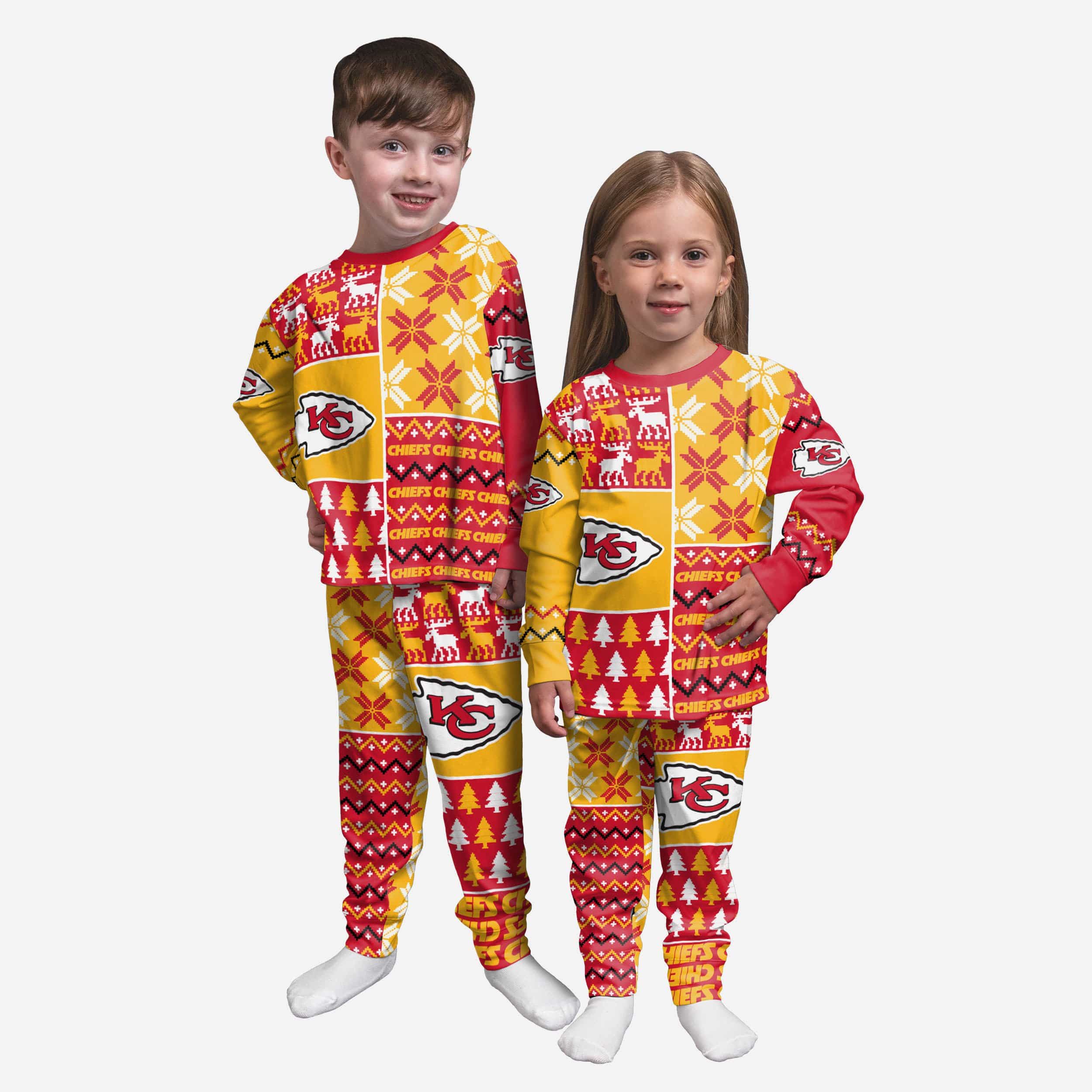 Kansas City Chiefs Toddler Family Holiday Pajamas FOCO