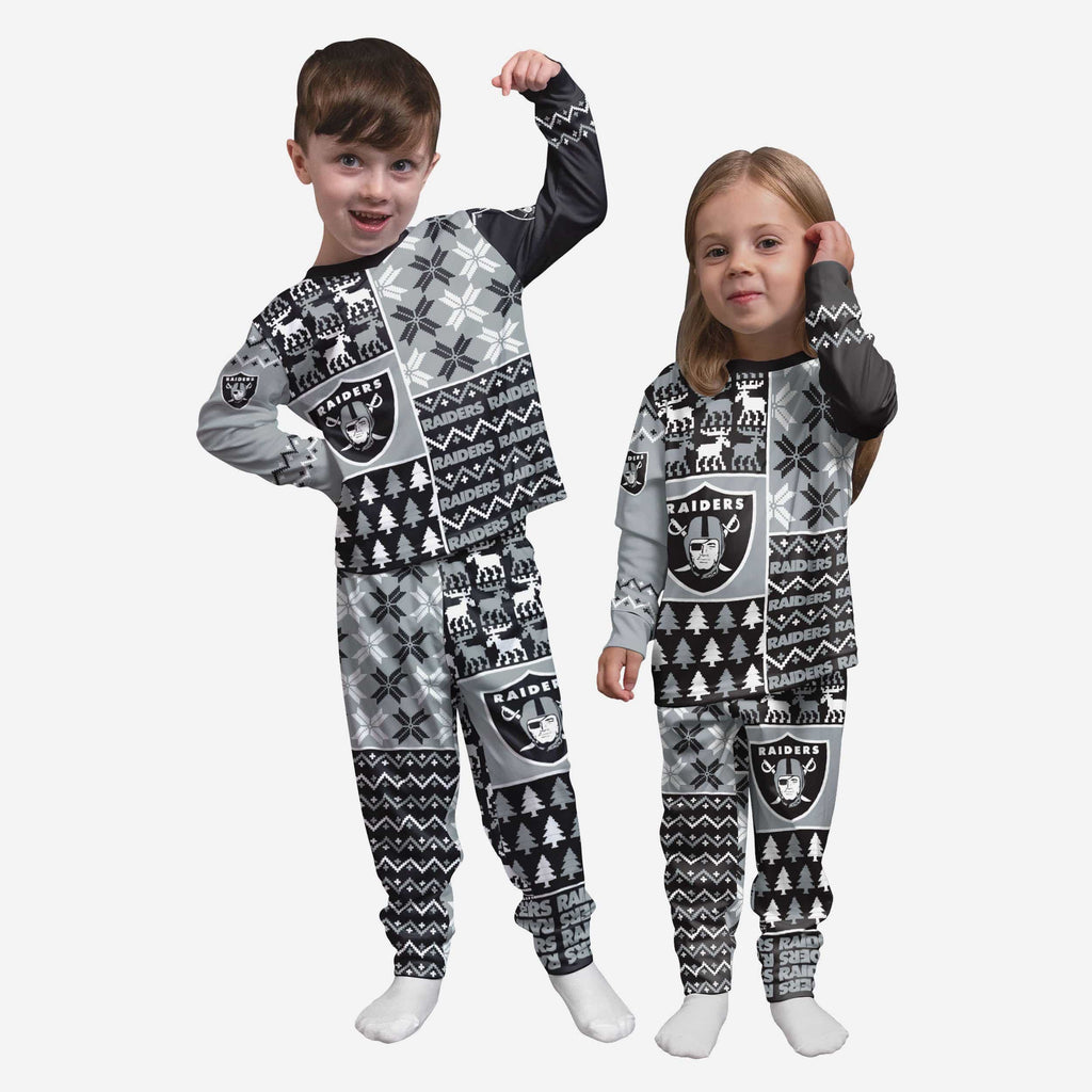 Las Vegas Raiders Toddler Busy Block Family Holiday Pajamas FOCO 2T - FOCO.com