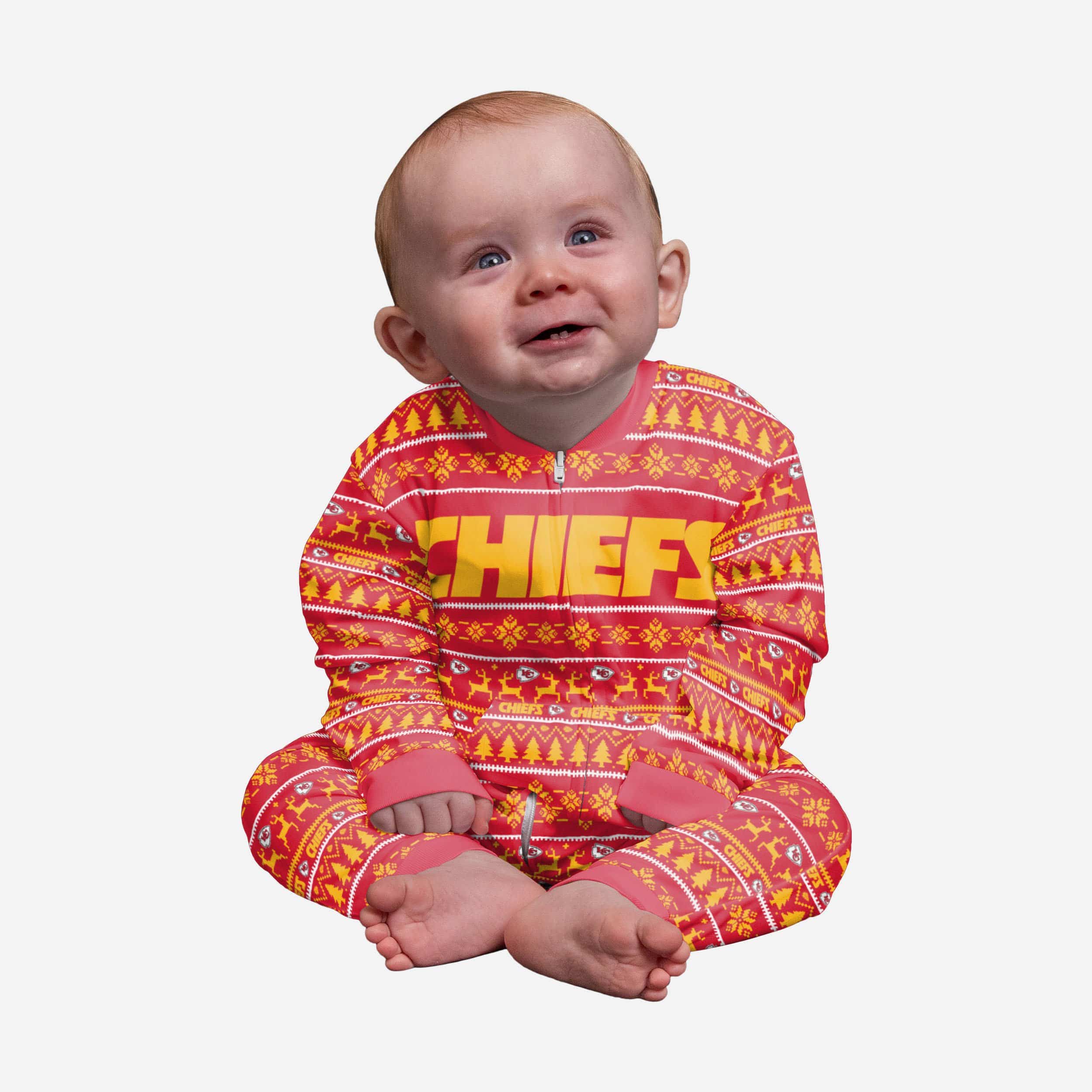 Kansas City Chiefs Toddler Plaid Family Holiday Pajamas FOCO