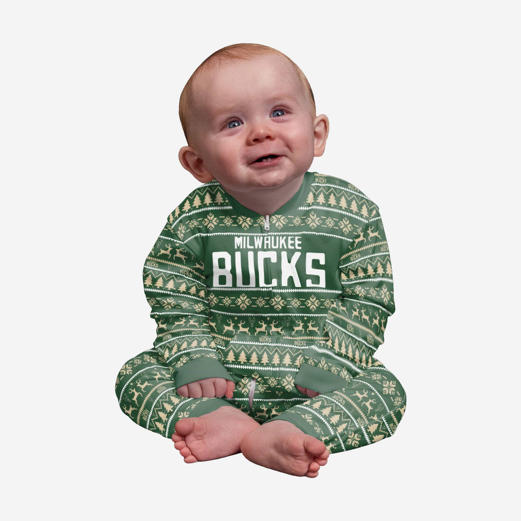 Milwaukee Bucks Infant Family Holiday Pajamas FOCO 12 mo - FOCO.com