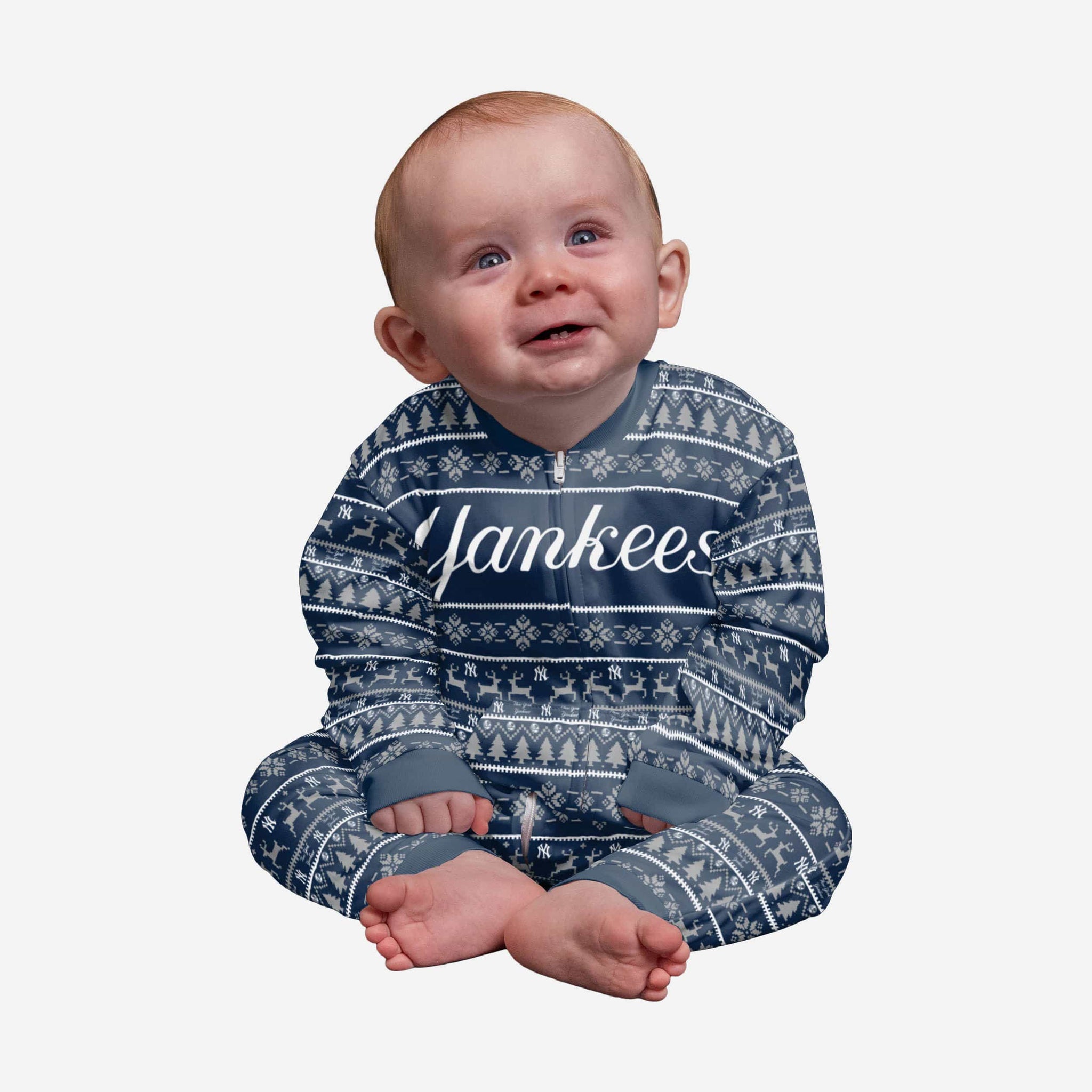 FOCO New York Yankees Infant Ugly Pattern Family Holiday Pajamas, Baby & Toddler Size: 18 Mo