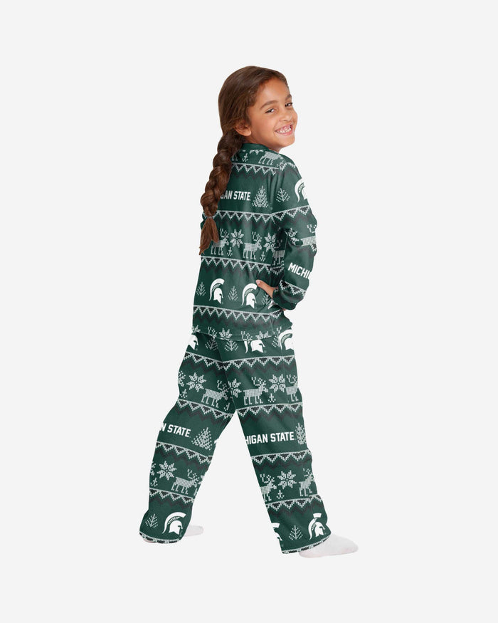 Michigan State Spartans Youth Ugly Pattern Family Holiday Pajamas FOCO - FOCO.com