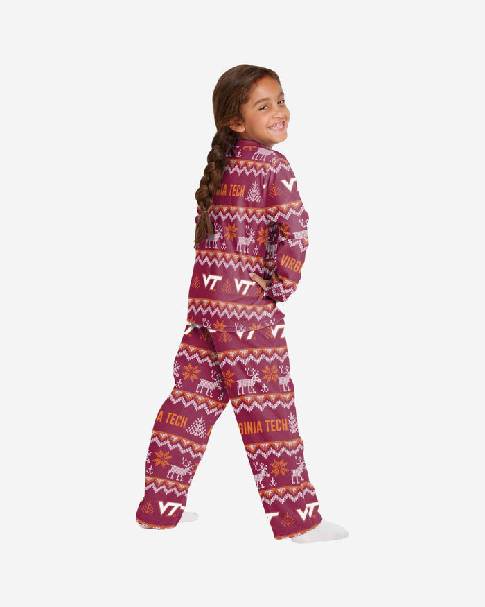 Virginia Tech Hokies Youth Ugly Pattern Family Holiday Pajamas FOCO - FOCO.com