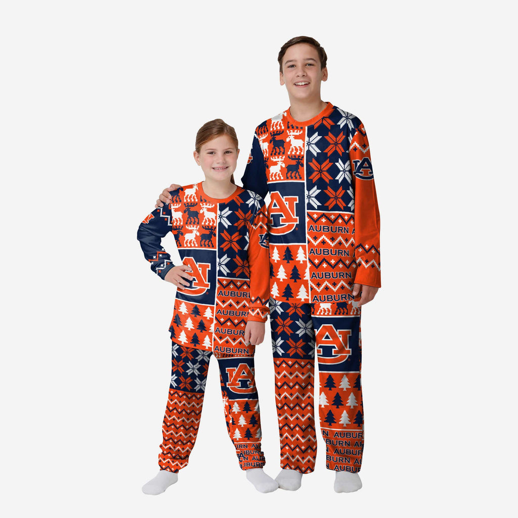 Auburn Tigers Youth Busy Block Family Holiday Pajamas FOCO 4 - FOCO.com