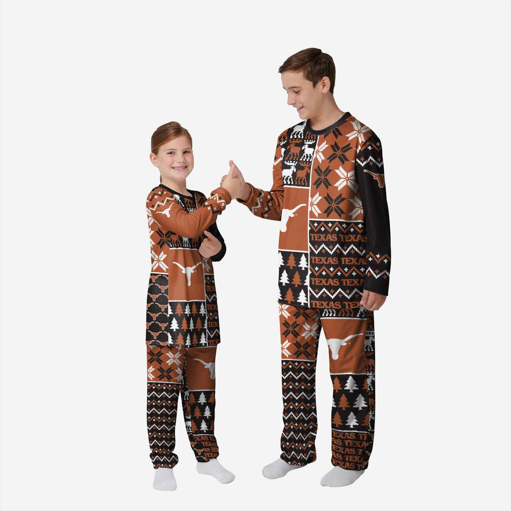 Texas Longhorns Youth Busy Block Family Holiday Pajamas FOCO 4 - FOCO.com