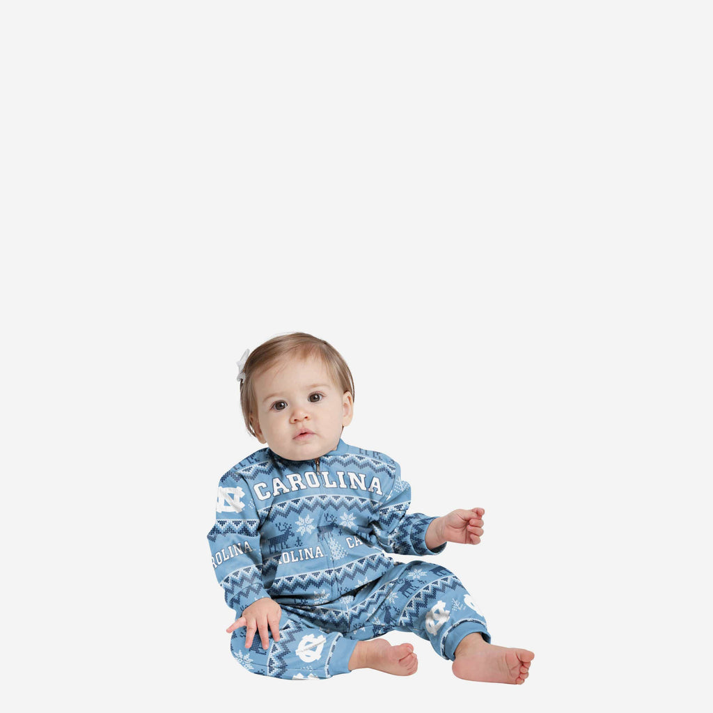 North Carolina Tar Heels Infant Ugly Pattern Family Holiday Pajamas FOCO 12 mo - FOCO.com