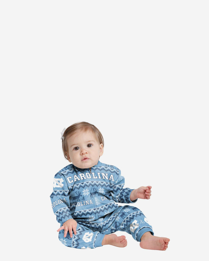 North Carolina Tar Heels Infant Ugly Pattern Family Holiday Pajamas FOCO 12 mo - FOCO.com