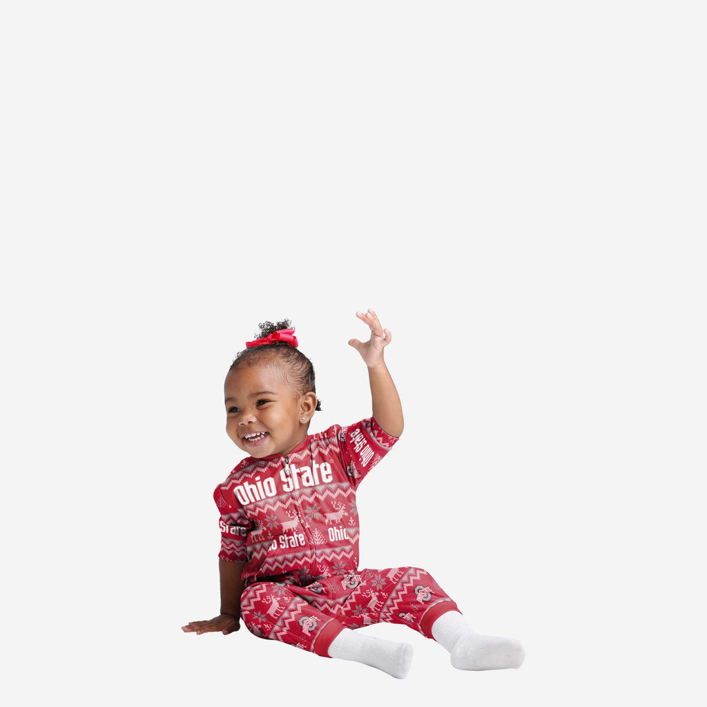 Ohio State Buckeyes Infant Ugly Pattern Family Holiday Pajamas FOCO 12 mo - FOCO.com