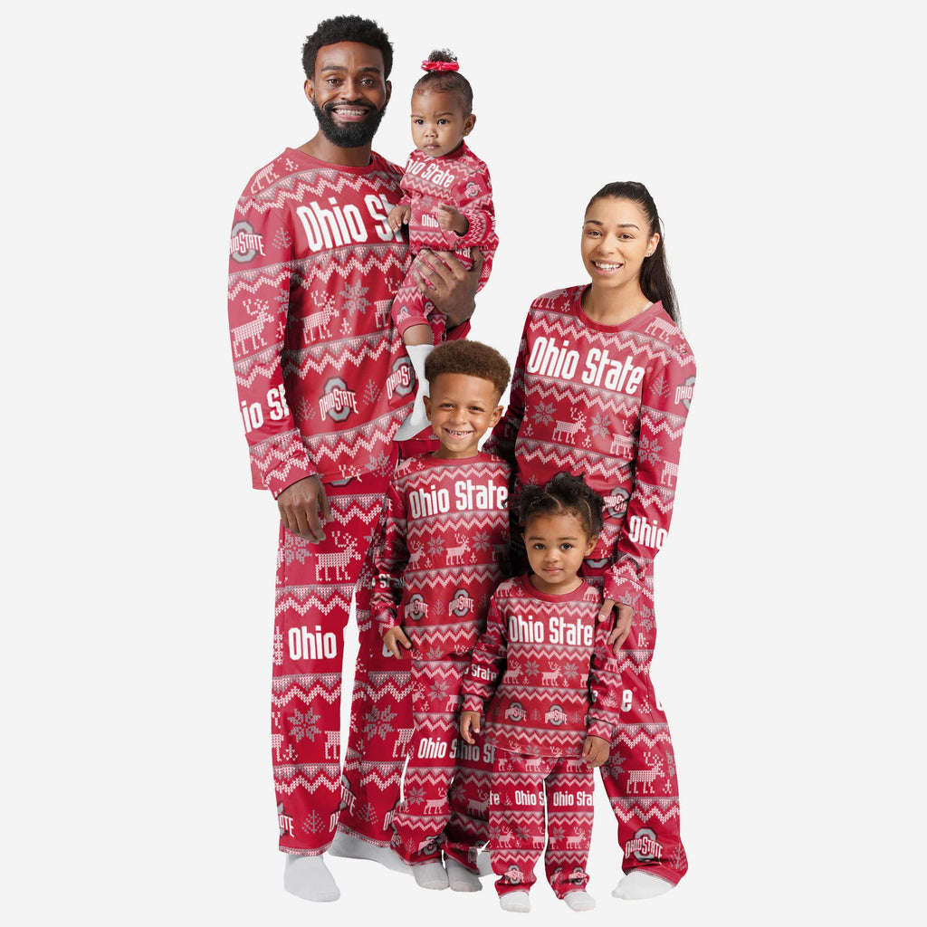 Ohio State Buckeyes Infant Ugly Pattern Family Holiday Pajamas FOCO