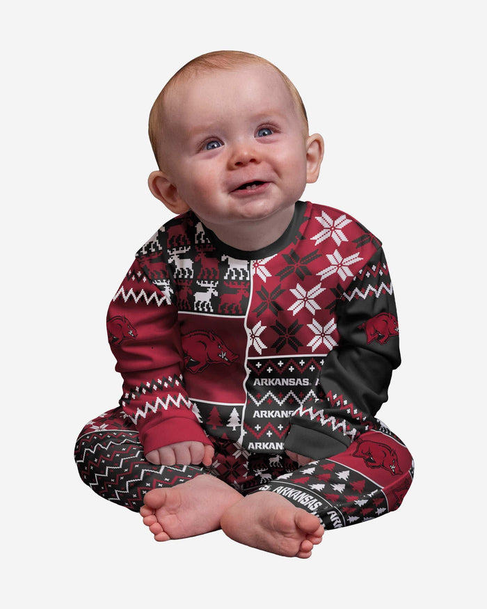 Arkansas Razorbacks Infant Busy Block Family Holiday Pajamas FOCO 12 mo - FOCO.com