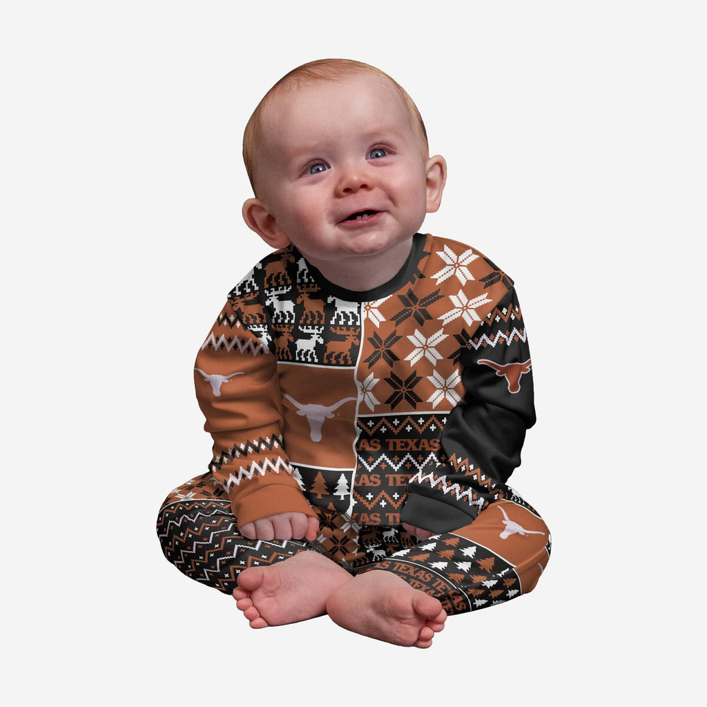 Texas Longhorns Infant Busy Block Family Holiday Pajamas FOCO 12 mo - FOCO.com