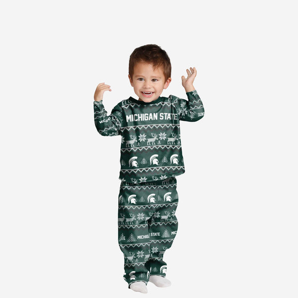 FOCO Michigan State Spartans NCAA Ugly Pattern Family Holiday Pajamas