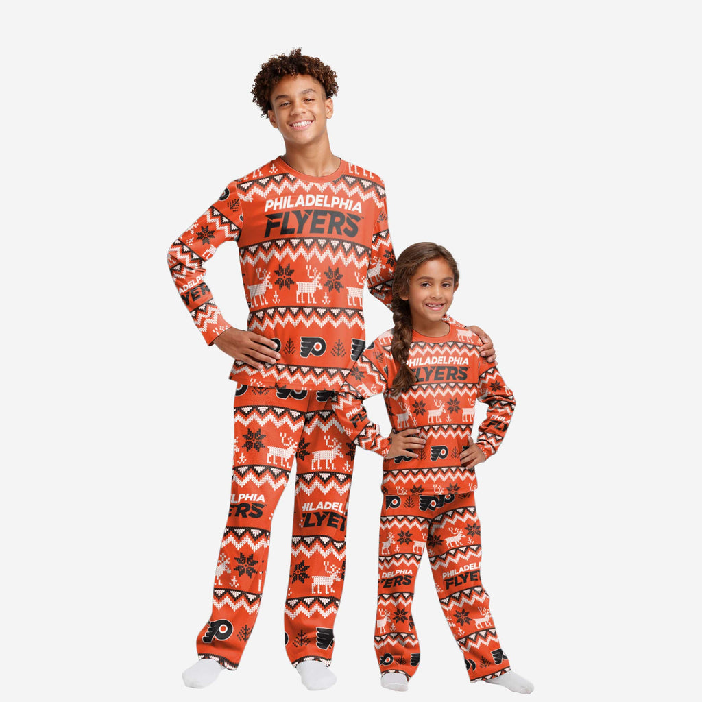 Philadelphia Flyers Youth Ugly Pattern Family Holiday Pajamas FOCO 4 - FOCO.com